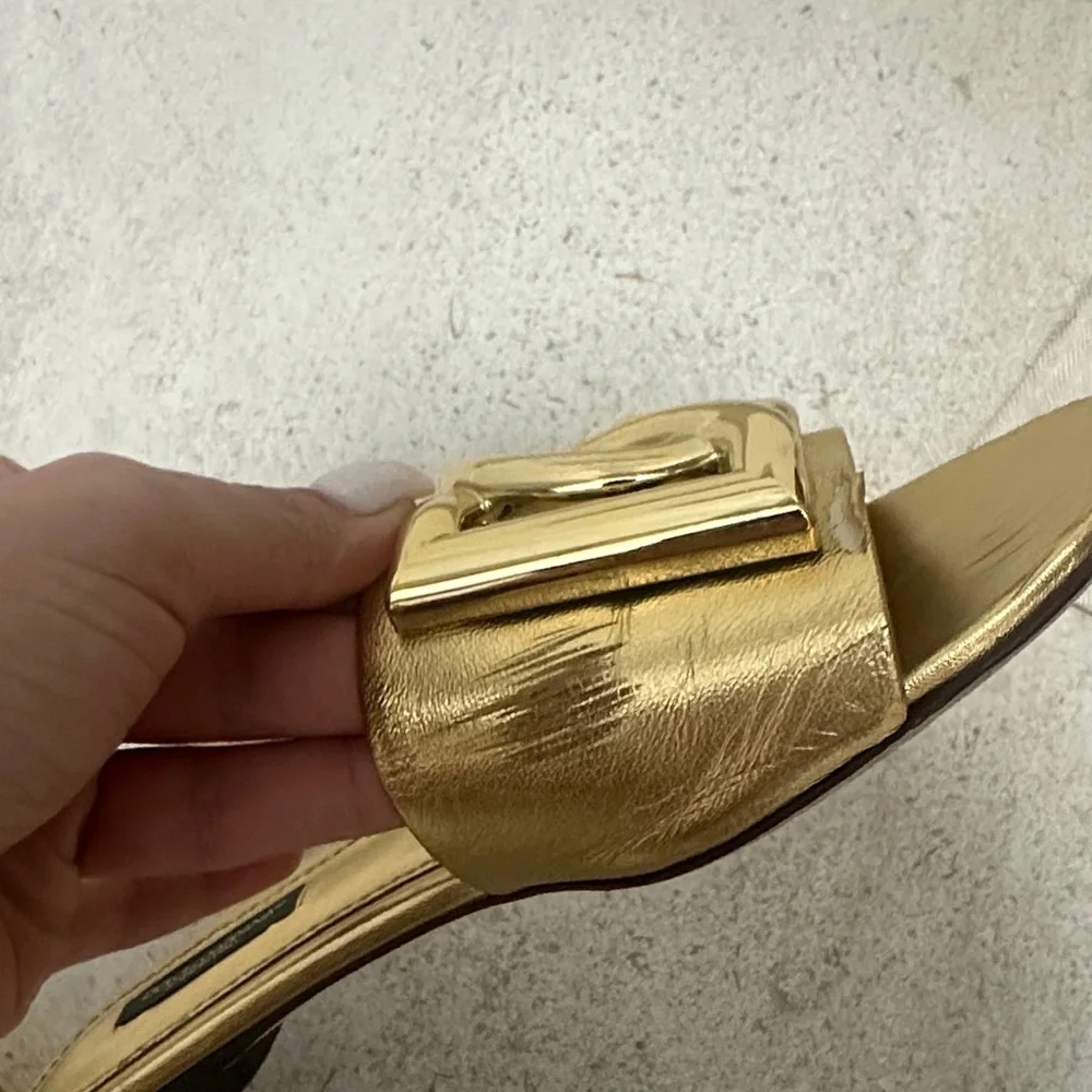 Dolce & Gabbana Metallic Gold Slide Sandals - Picture 5 of 13